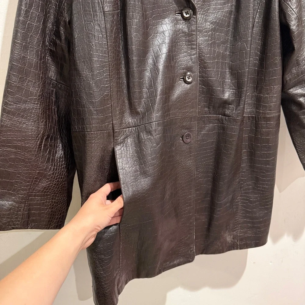 Vintage‎ 90's Liz Claiborne Crocodile Embossed Leather Blazer Jacket